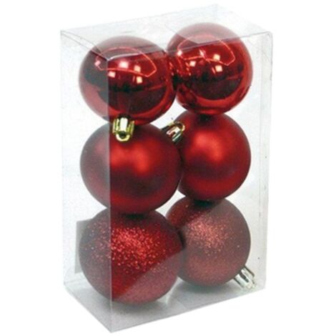 Pack 6 bolas de navidad 8cm Rojo