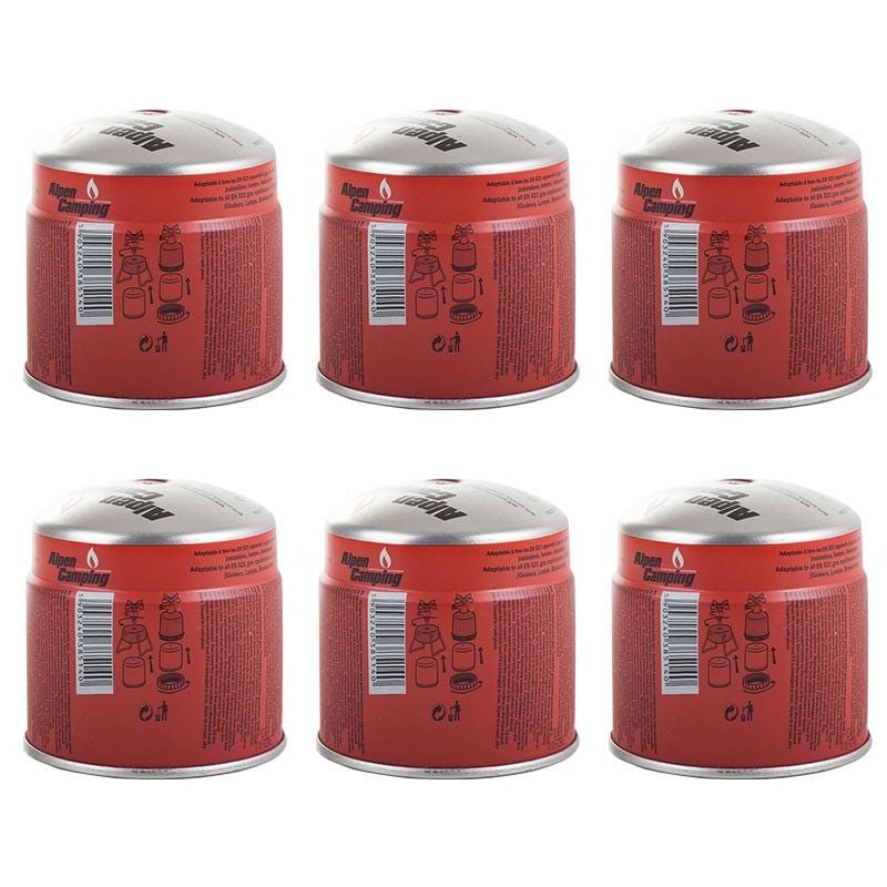 Alpentech - Pack de 6 Cartouches de gaz 190g Perçable Butane Propane Avec Sécurité stop-gaz