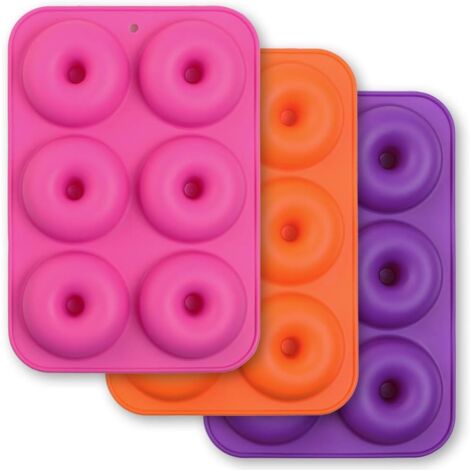 Pack 6 Cavity Silicone Donut Molds, Non-Stick, Food Grade Silicone, BPA Free