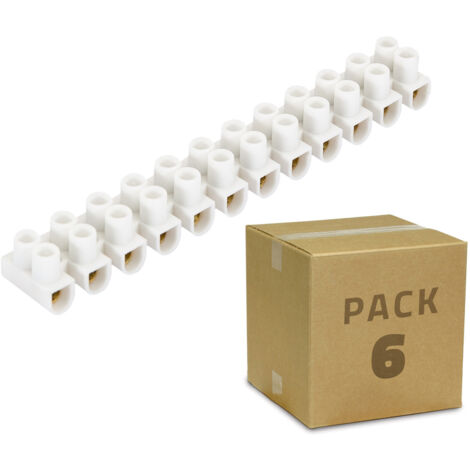 Pack 6 Dominos de Connexion Électrique 12 Plots Blanc 6 mm²
