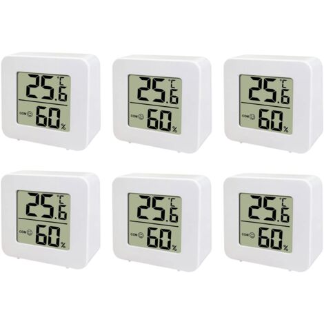 Pack 6 Mini Thermomètres Intérieur Numériques + Hygromètre