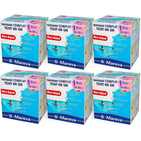 Pack 6 mois traitement Mareva REV-AQUA 4 en 1 piscine 18 à 30m³