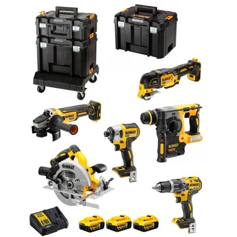 Pack professionnel 6 machines 18V DEWALT + 3 batteries Li-Ion 5Ah + chargeur + coffrets Tstak - DCK685P3T