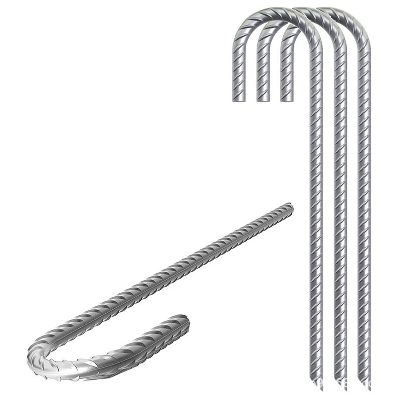 Shining House - Pack 6 piquets d'armature galvanisés piquets d'ancrage à crochet en j robustes, ancrages au sol, piquets de sol en acier