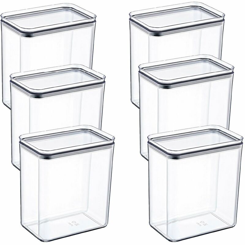 Pack 6 Recipientes Herméticos para Alimentos Grandes Rectangulares 10.5x16.5x19cm 7house