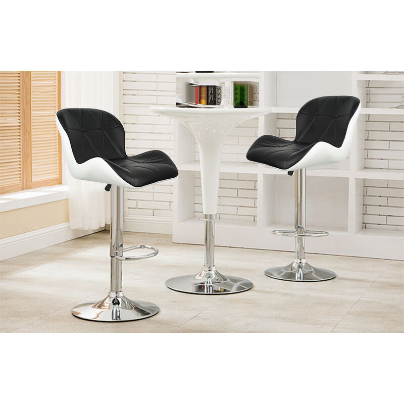 

Yongqing - Pack 6 Silla | Taburetes de bar con respaldo y base resistente cuero sintético Negro+Blanco