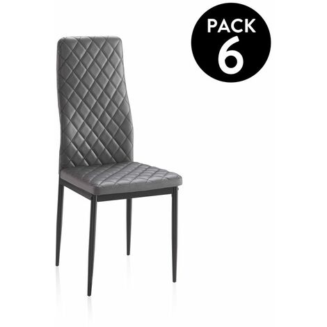 Pack 6 sillas de comedor Lacey Tejido Gris 49cm (ancho) x 96cm (alto)