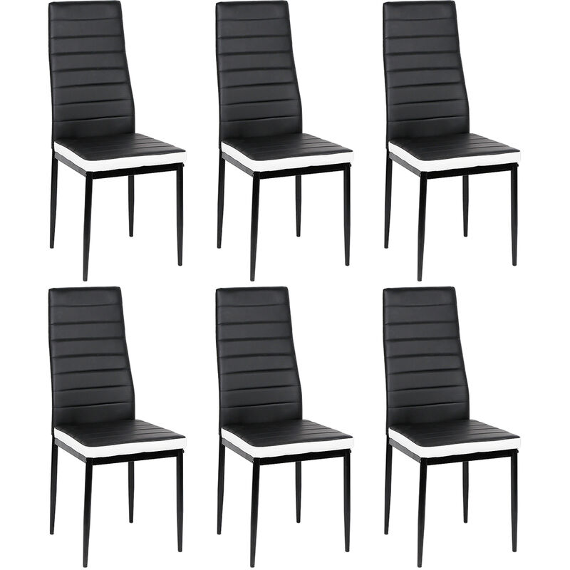 

Conjunto de 6 Sillas de comedor para sala de cocina Negro y Blanco