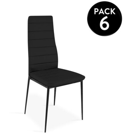 Pack 6 sillas de comedor símil piel Emi Negro 44cm (ancho) x 96cm (alto)