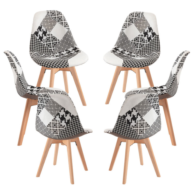 

Packs Sillas Comedor - Pack 6 Sillas Synk Patchwork - Patchwork blanco y negro