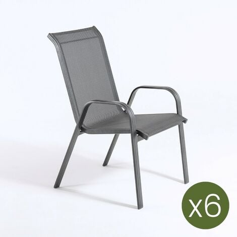 Pack 6 sillones de exterior apilables | Tamaño: 57x74x96,5 cm | Aluminio reforzado