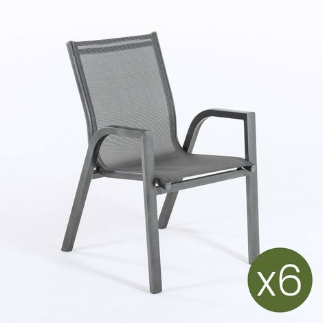 Pack 6 sillones de exterior apilables | Tamaño: 56x66x90 cm | Aluminio doble reforzado