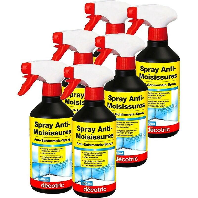 Pack 6 spray anti-moisissures Decotric limine champignons, bactéries, toutes surfaces 500 ml