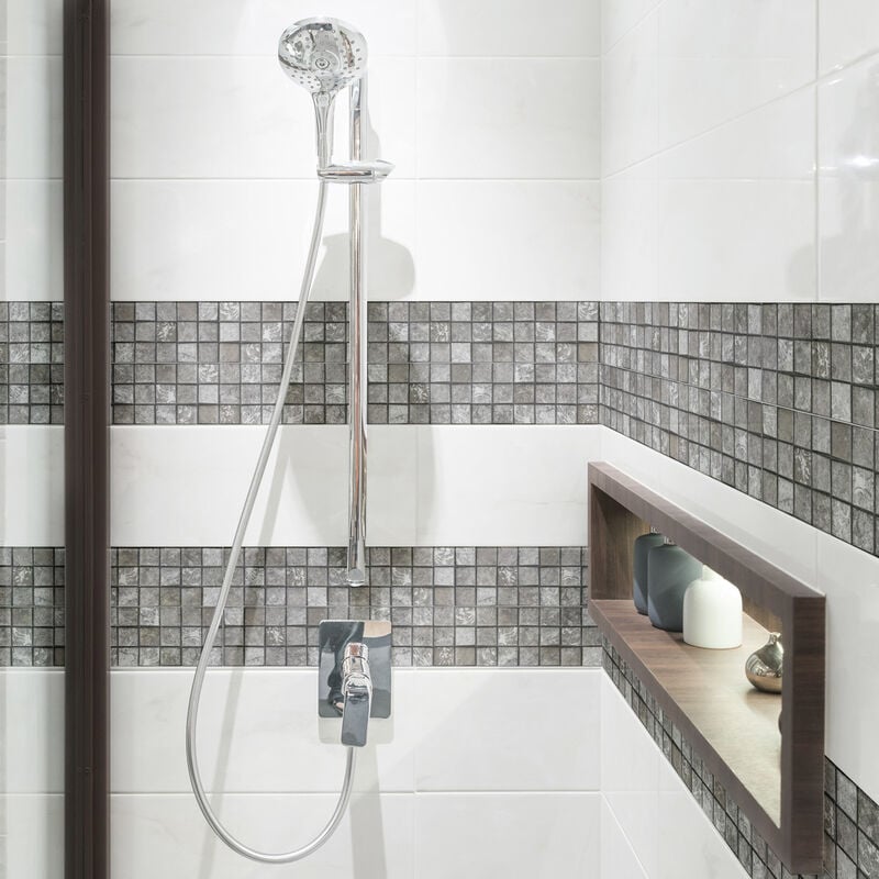 Pack 6 stickers adhésifs frises carrelages Autocollant Frises Mosaïque Carreaux de ciment - pierre - 6 frises de 20 x 120 cm