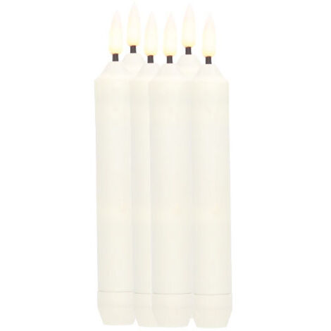 Pack 6 velas decorativas LED tipo candelabro de 160mm con efecto llama