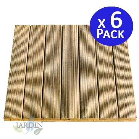 Pack 6 x Baldosa de madera recta 50x50 cm y 32mm