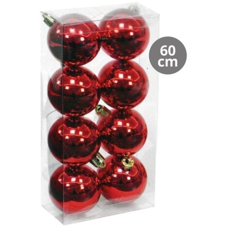 Pack 8 bolas de navidad 6cm Rojo