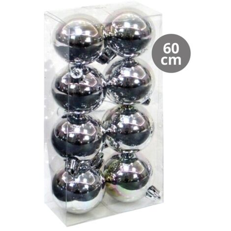 Pack 8 bolas Navidad Ø6cm (brillo) fabricadas en plástico color plata y dorado