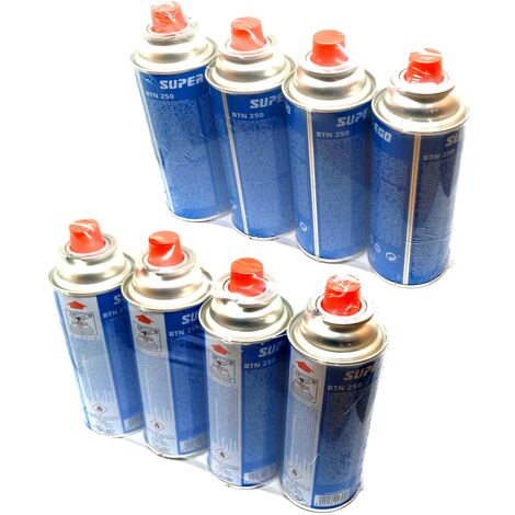 Pack 8 cartuchos de gas para cocina portátil camping - 250 BTN (100% Butano)  SEH003800