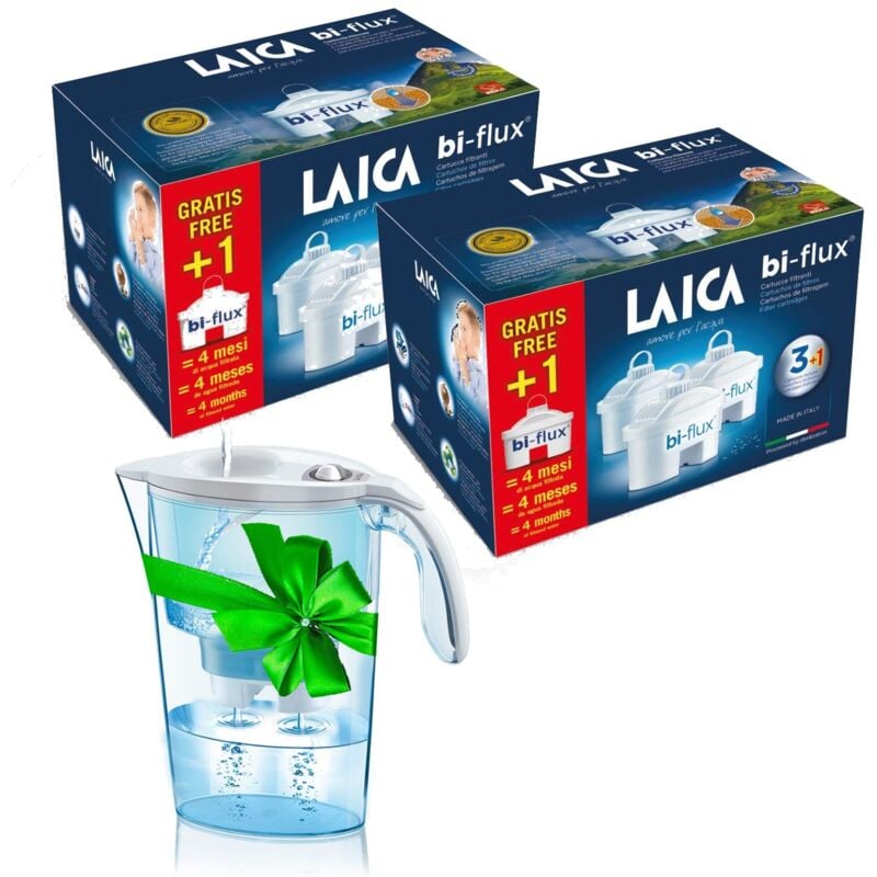 

Pack 8 filtros bi-flux que mejoran el sbador del agua y reducen la cal + jarra depuradora 2 litros.