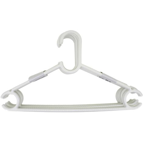 Pack 8 perchas de plastico organizador con barra pantalon  Blanco