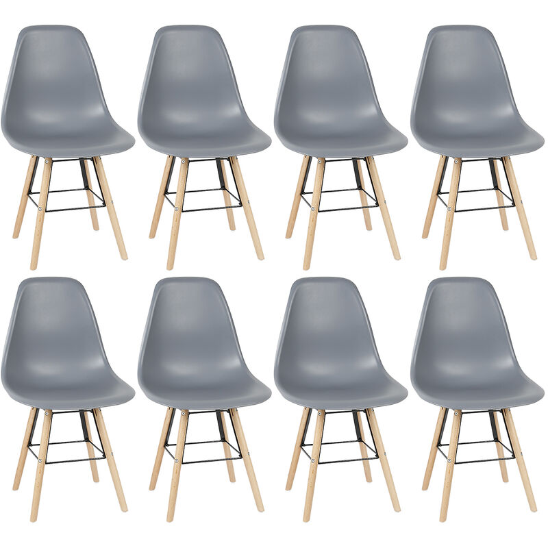 

Pack 8 Sillas de Comedor | Patas de Madera y Asiento Tapizado - para Oficina Dormitorio Jardín Escritorio Gris（Trapecio）