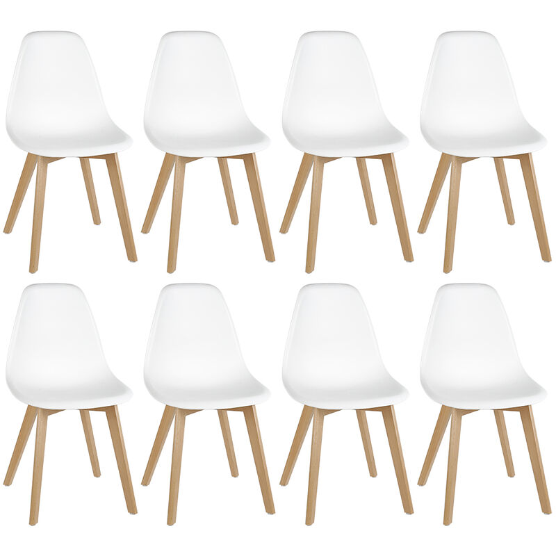 

Pack 8 Sillas de Comedor polipropileno diseño Estilo Nordico Blanco