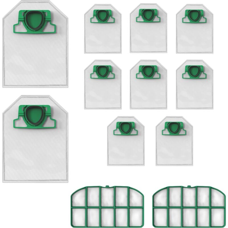 Pack accessoires pour Vorwerk Kobold VK200 - Sac aspirateur Remplacement FP200 [Lot 10] Filtre moteur Remplacement FL-M200 [Lot 2]