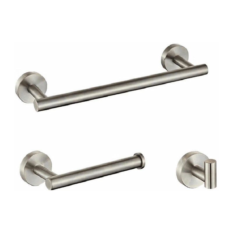 Pack accessoires salle de bain charles acier brossé 1 crochet + 1 porte-serviette + 1 porte rouleau