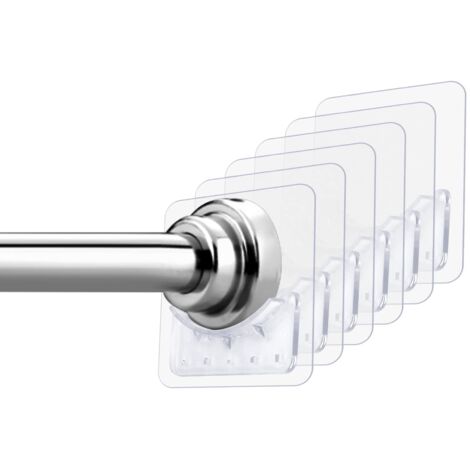 Pack Adhesive Shower Curtain Rod Holders Wall Mounted No Drilling for Bathroom Kitchen