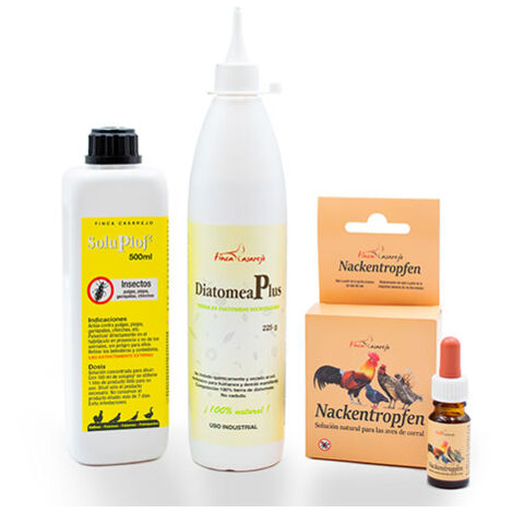 Pack Adiós piojos para gallinas - Productos Naturales para desparasitar Aves de Corral - Elimina el piojo de Las gallinas en tu Corral - Pack Formato pequeño