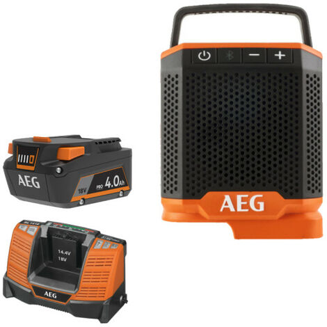 Pack AEG 18V - Enceinte-Radio Bluetooth 30m 30W - Batterie 4.0 Ah - Chargeur
