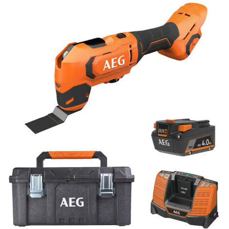 Pack AEG 18V - Outil multifonctions Brushless - Batterie 4.0 Ah - Chargeur - Caisse de rangement