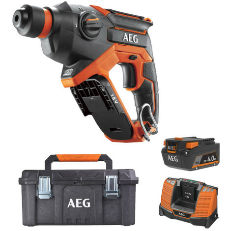Pack AEG 18V - Perforateur Burineur SDS Plus Compact 1,5 J - Batterie 4.0 Ah - Chargeur - Caisse de rangement