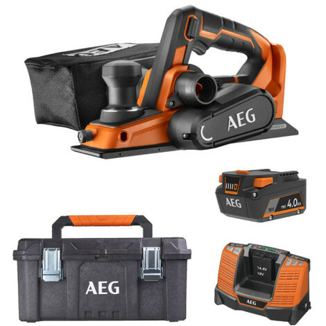 Pack AEG 18V - Rabot Brushless 82mm - Batterie 4.0 Ah - Chargeur - Caisse de rangement