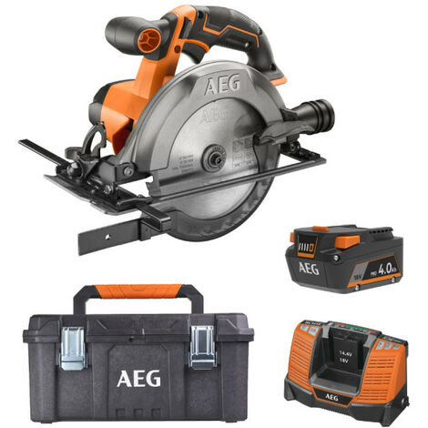 Pack AEG 18V - Scie circulaire 165mm - Batterie 4.0 Ah - Chargeur - Caisse de rangement