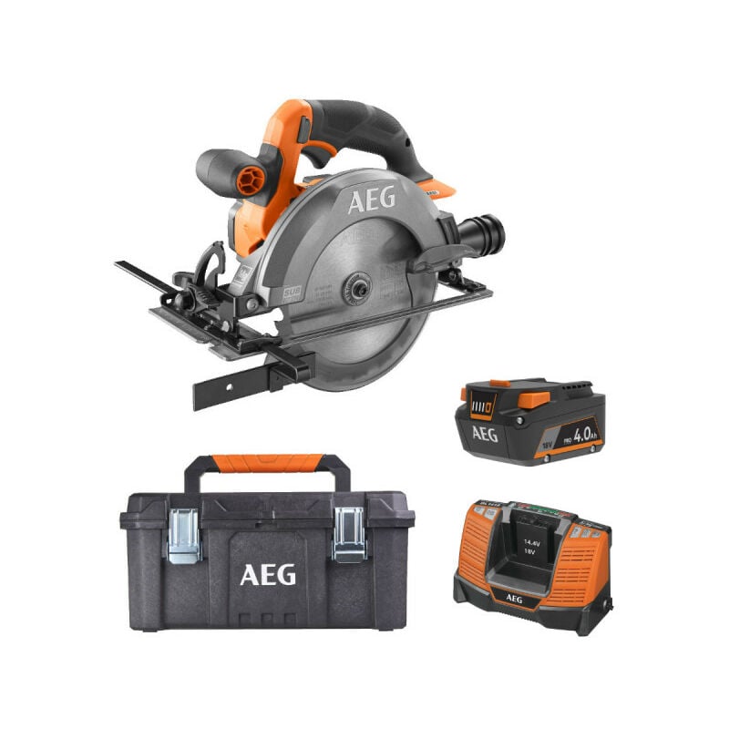 Pack AEG 18V - Scie circulaire Subcompact Brushless 165 mm - Batterie 4.0 Ah - Chargeur - Caisse de rangement