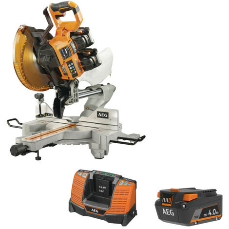 Pack AEG 18V - Scie radiale à coupe d'onglet Brushless 254mm - Batterie 4.0 Ah - Chargeur