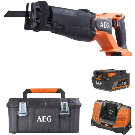 Pack AEG 18V - Scie sabre Brushless 32 mm - Batterie 4.0 Ah - Chargeur - Caisse de rangement