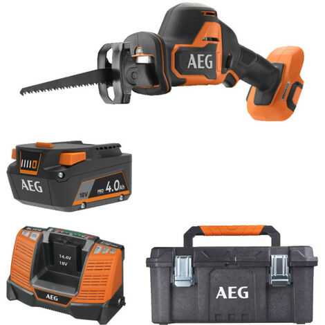 Pack AEG 18V - Scie sabre Subcompact Brushless 23 mm - Batterie 4.0 Ah - Chargeur - Caisse de rangement