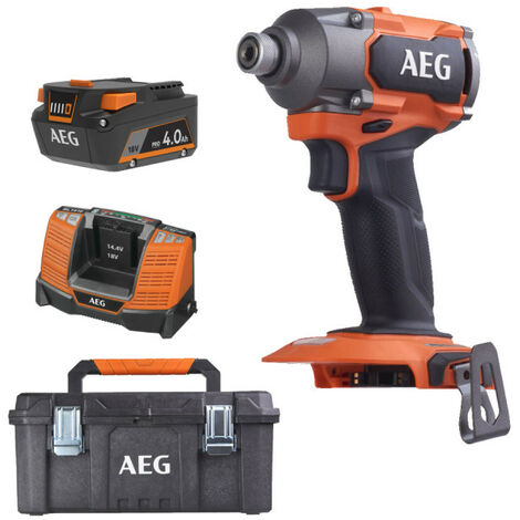 Pack AEG 18V - Visseuse à chocs Brushless 350 Nm - Batterie 4.0 Ah - Chargeur - Caisse de rangement