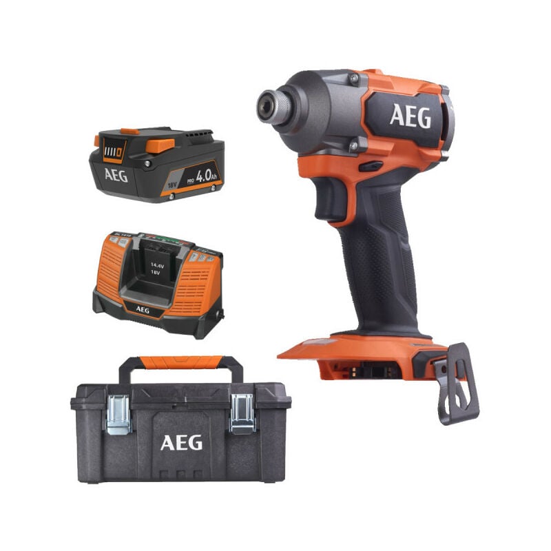 Pack AEG 18V - Visseuse à chocs Brushless 350 Nm - Batterie 4.0 Ah - Chargeur - Caisse de rangement