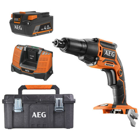 Pack AEG 18V - Visseuse plaquiste Brushless - Batterie 4.0 Ah - Chargeur - Caisse de rangement