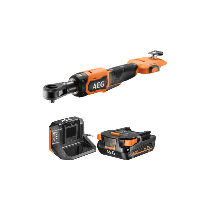 Pack AEG Clé à cliquet - BSS18R12BL-0 - 18V Brushless - 81 Nm - 1/2' - 1 batterie 2.0Ah - 1 chargeur - SETL1820S