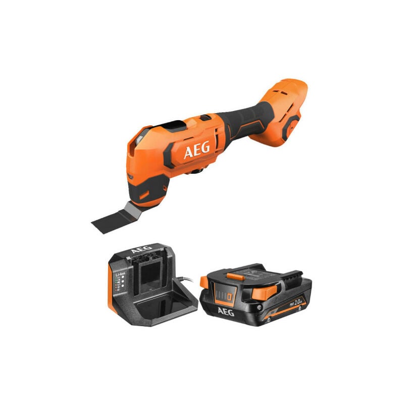 AEG - Pack Outil multifonctions - BMT18-0 - 18V Brushless - 1 batterie 2.0Ah - 1 chargeur - SETL1820S - Noir et orange