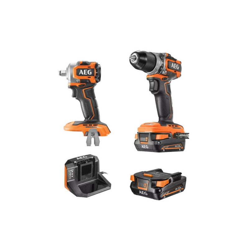 Image of Pack AEG Trapano avvitatore - Avvitatore a percussione - 18 v - Subcompatto - Brushless - 2 Batterie 2,0 Ah - Caricatore