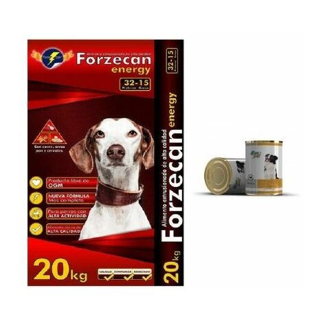 COMERCIALMIDA Pack Ahorro de Pienso Seco FORZECAN ENERGY 20 kg y Comida Húmeda NUTHYA 1,25 kg para Perros Adultos