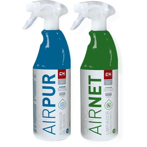 CH QUIMICA Pack AIRNET + AIRPUR pulverizadores limpiador y elimina olores aire acondicionado 750 ml