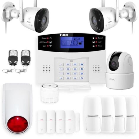 Pack alarme maison sans fil Wifi et GSM avec 12 accessoires et 3 caméras WIFI
