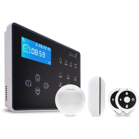 Pack alarme sans fil NEOS Atlantic'S - Transmission des alertes sur ligne fixe ou mobile - Tolérance animaux domestiques - Sirène intégrée 105dB NEOS KIT 1 - Noir